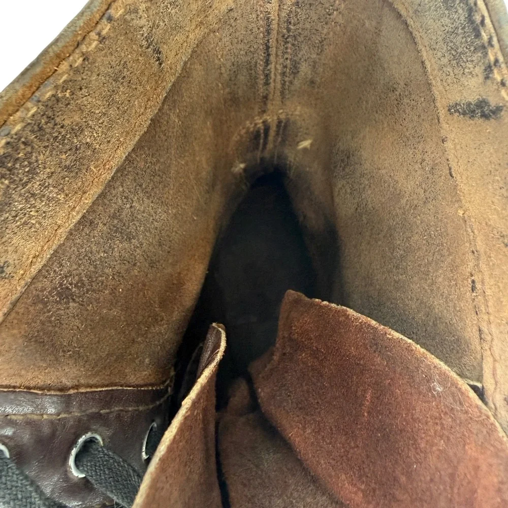 Vintage 60s Brown Leather Paratrooper Jump Boots Size 9 Cap Toe Military Combat